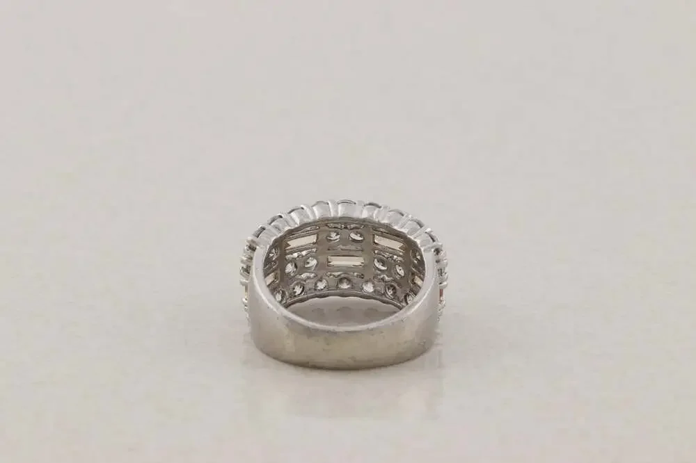 Sterling Silver Peach and White Cubic Zirconia CZ Band Ring Size 6